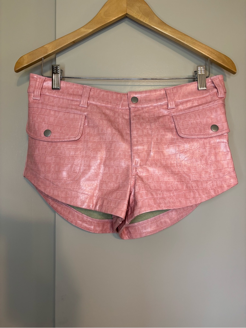 Free People Pink Faux-Croc High Waist Pocket Shorts Size 6